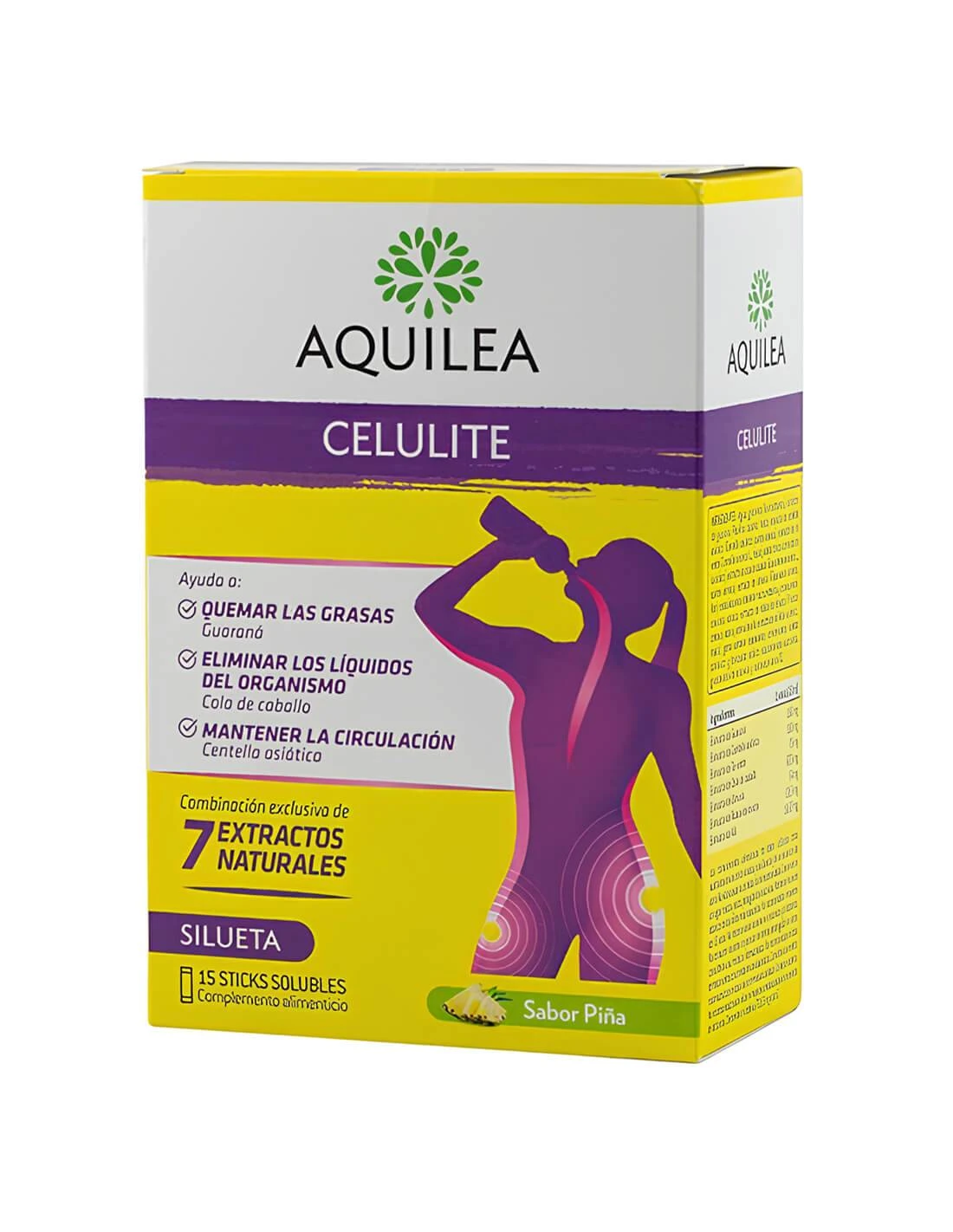 AQUILEA CELULITE SABOR PIÑA 15 STICKS 15 ML 3 AQUILEA CELULITE SABOR PIÑA 15 STICKS 15 ML