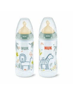 NUK BIBERÓN FIRST CHOICE+ PP JUNGLE ANIMALS LÁTEX 0-6 MESES 300 ML
