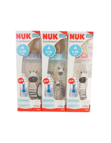 NUK BIBERÓN FIRST CHOICE SAFARI LÁTEX 6-18 MESES 360 ML 3 NUK BIBERÓN FIRST CHOICE SAFARI LÁTEX 6-18 MESES 360 ML