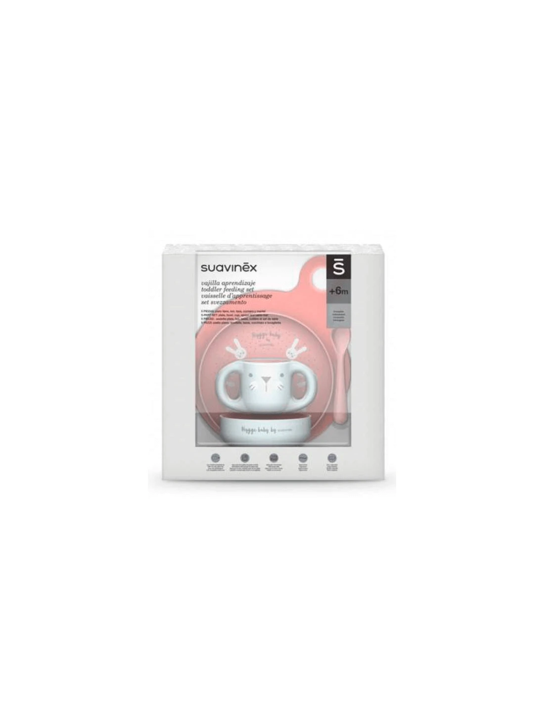 SUAVINEX VAJILLA INFANTIL ROSA FIRST BOOO! + 6 MESES 3 SUAVINEX VAJILLA INFANTIL ROSA FIRST BOOO! + 6 MESES