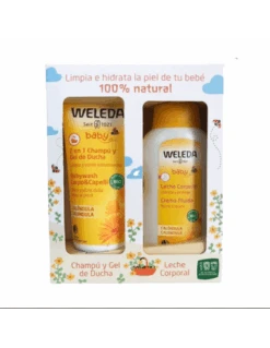 WELEDA BABY CALÉNDULA CHAMPÚ Y GEL DE DUCHA 2 EN 1 200 ML + LECHE CORPORAL 200 ML PACK